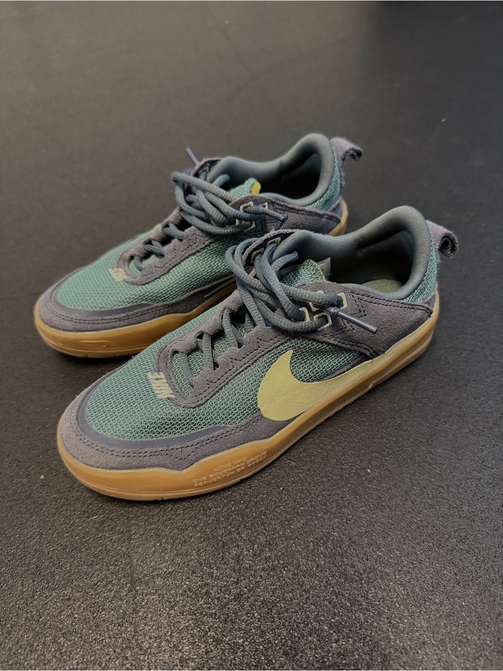 Nike SB Kids Green & Gray Low-Top Skate Sneakers with Gum Sole